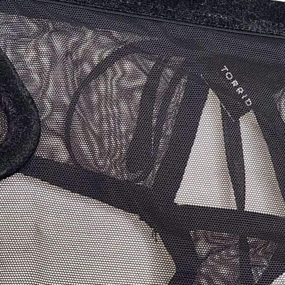 3X 22W 24W Black Marabou Flyaway Bralette Thong Set Lingerie 50s Pinup Sheer NWT - Picture 3 of 11